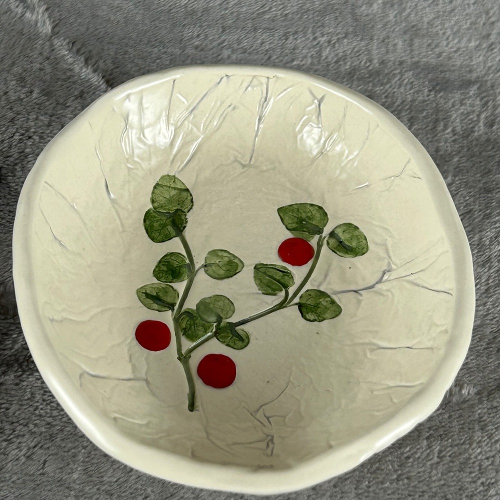 Mill Brook Kiln Vermont Partridge-berry Ceramic Trinket Dish Catherine Baliveau
